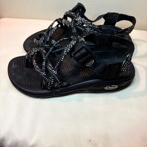 Chaco Z/Cloud 2 Womens 6 Black White Double Strap Toe Loop Hiking Sandals